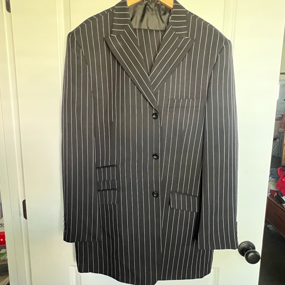 Stacy Adams Black Pinstripe Suit Jacket